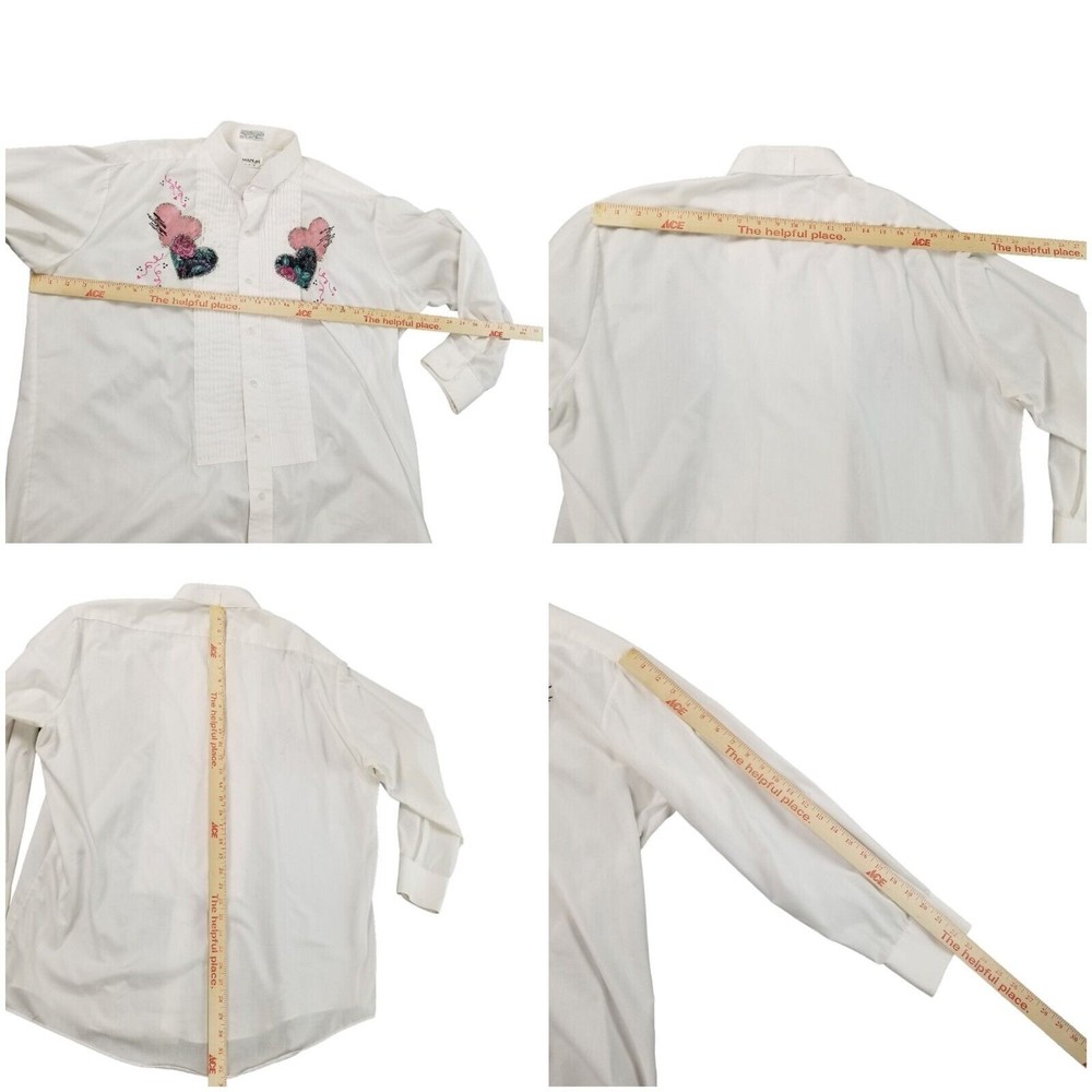 Vintage 90s Tuxedo Shirt Chaplin White Hearts Embellishment Womens Size 2X /3X - Picture 6 of 16